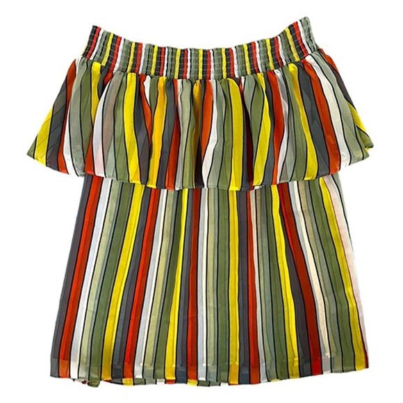 CAbi Striped Off the Shoulder Carnival Top Size S Style #5389 Summer - Picture 2 of 8